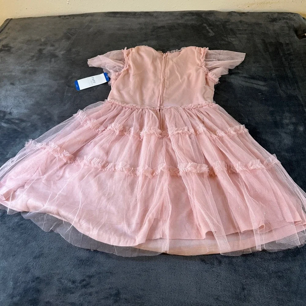 Rare Editions‎ Blush Dress Floral Embellished Tulle Ruffle Girl's Size L (10/12)